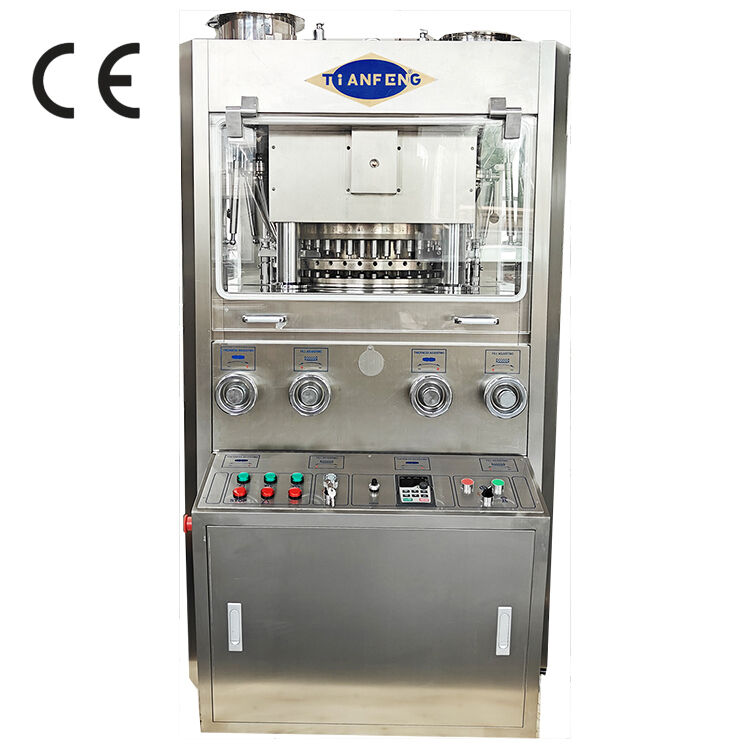 Macchina di stampa per compresse rotativa ZP45A con 100 kN di pressione massima, 243.000 compresse all'ora e potenza di 7,5 kW